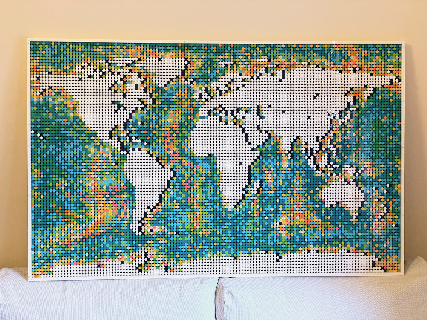 The completed build of the LEGO World Map.